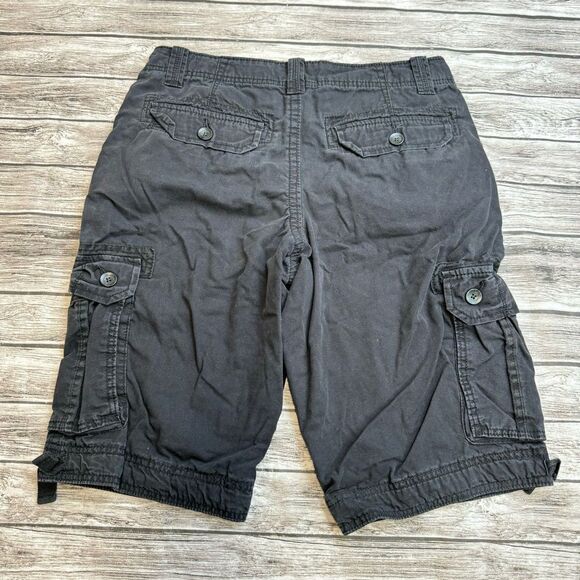 Urban Pipeline Men's Faded Black Cargo Shorts Button Pockets 29 Knee Length Zip - Picture 2 of 10